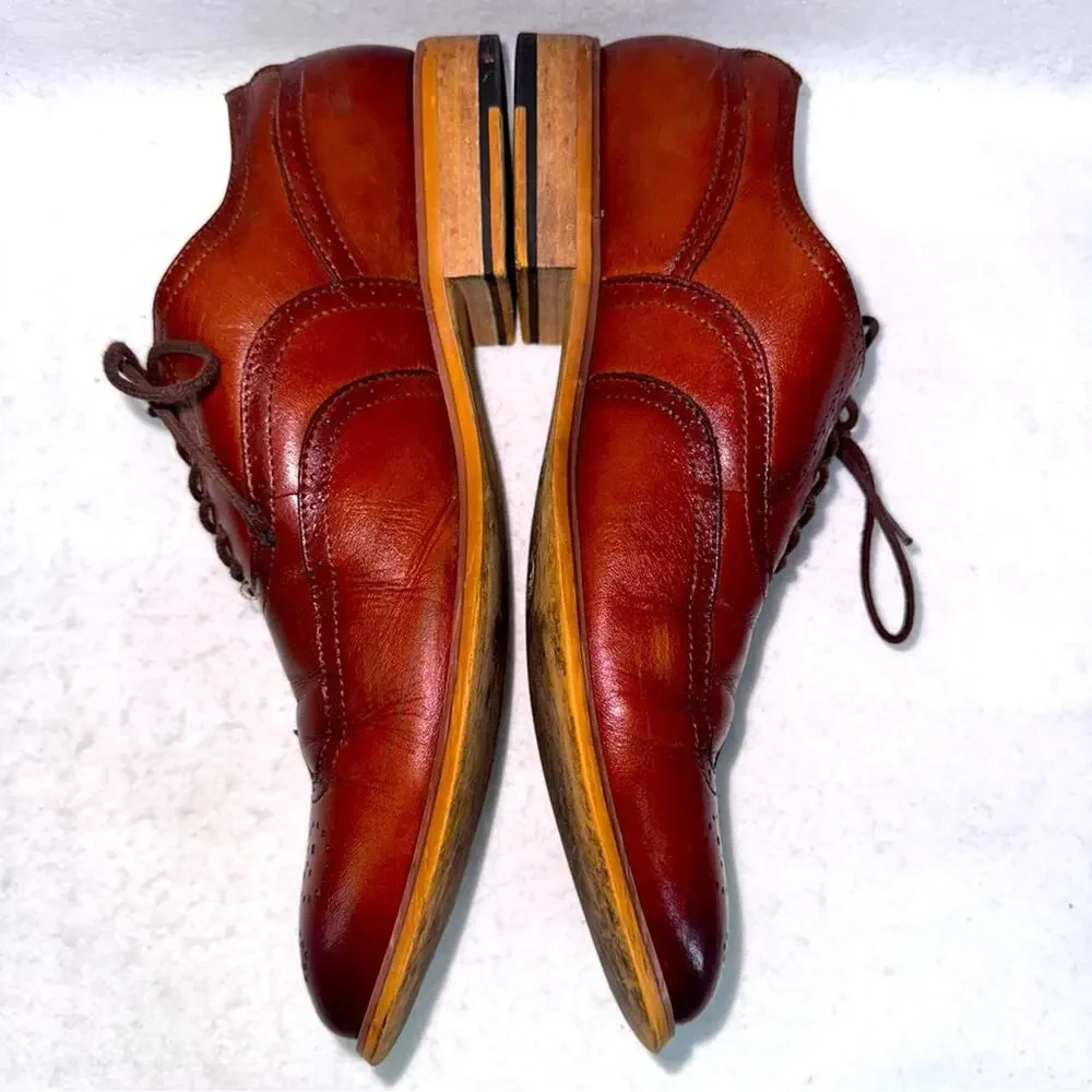 Men’s Stacy Adams Brown Leather Wingtip Oxford Dress Shoes size 9